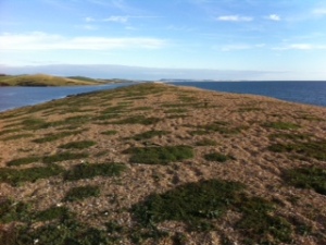 Chesil Beach: The Fleet to the left, sea to the right.